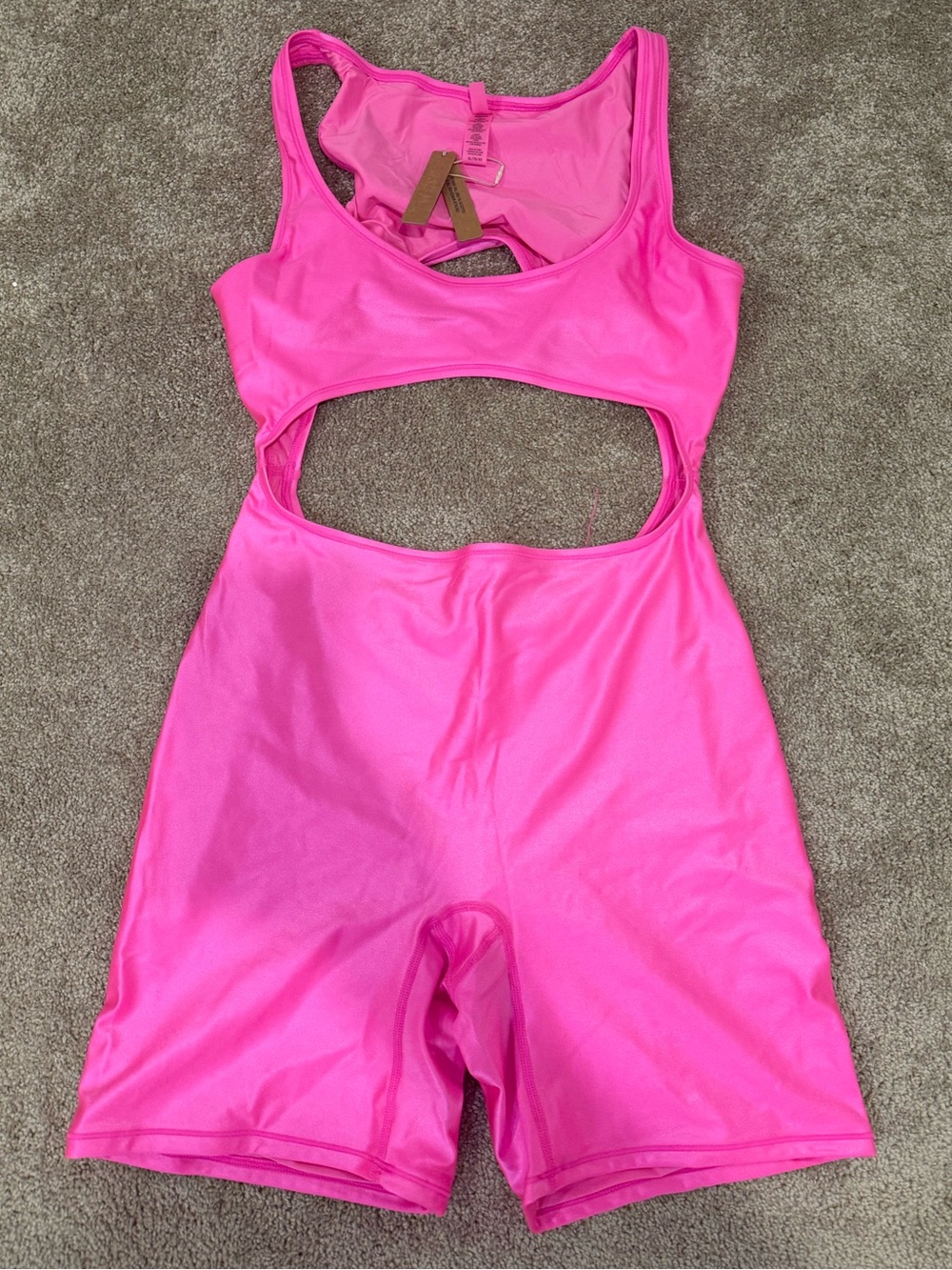 SKIMS Neon Hot Pink Cutout One-Piece Swim Suit
